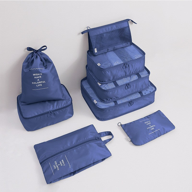 8-Piece Travel Storage Bag Set for Clothing and Cosmetics