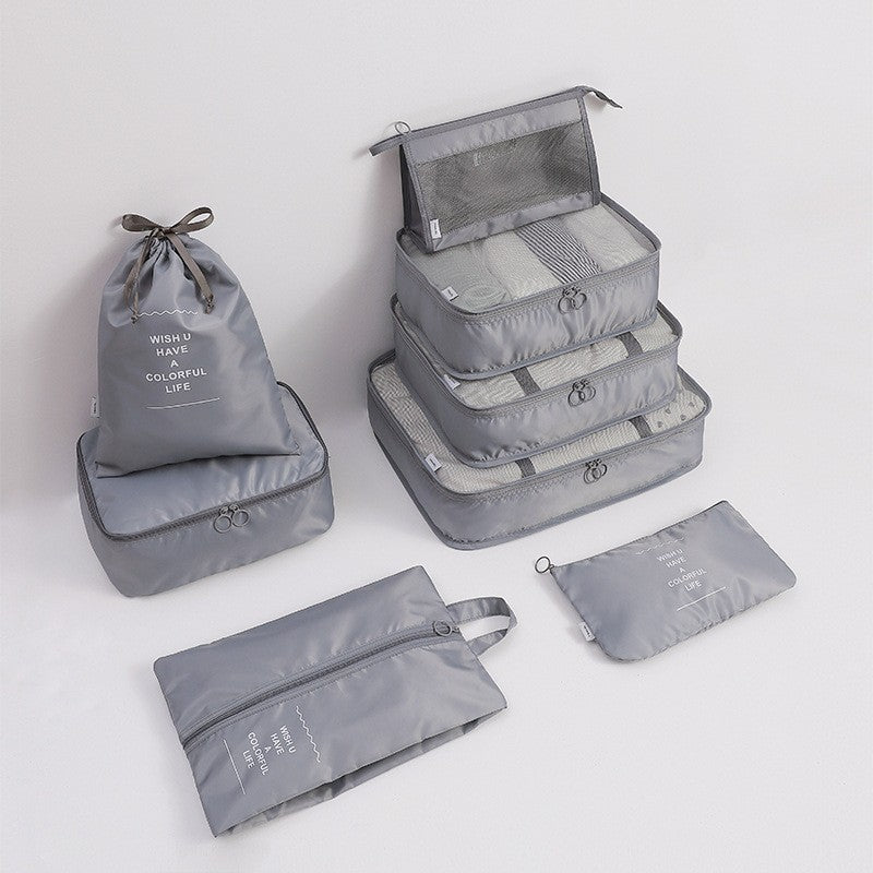8-Piece Travel Storage Bag Set for Clothing and Cosmetics