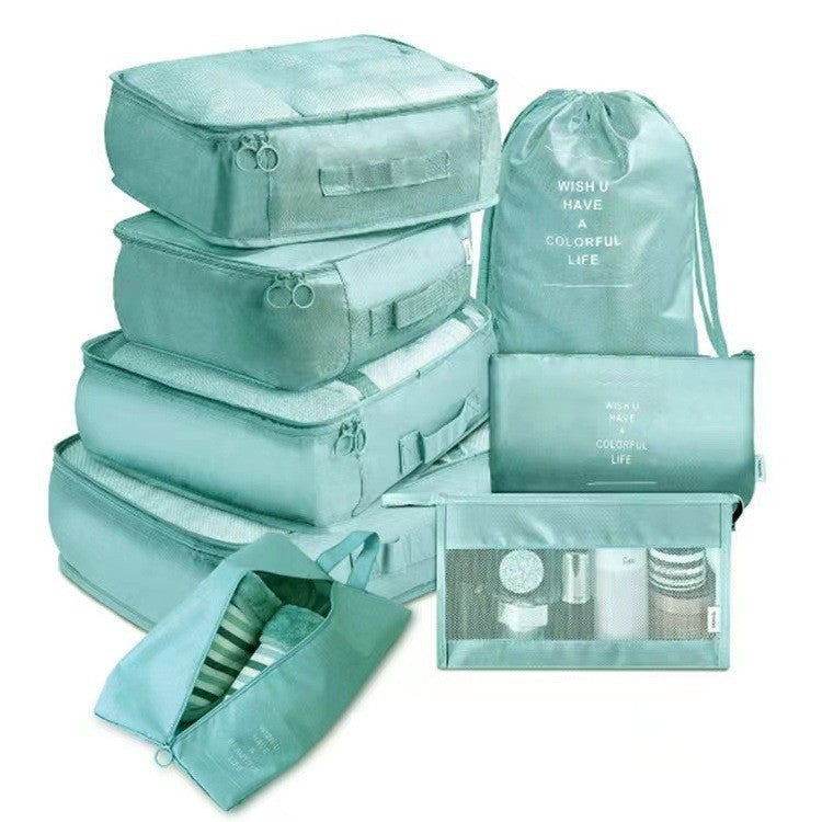 8-Piece Travel Storage Bag Set for Clothing and Cosmetics